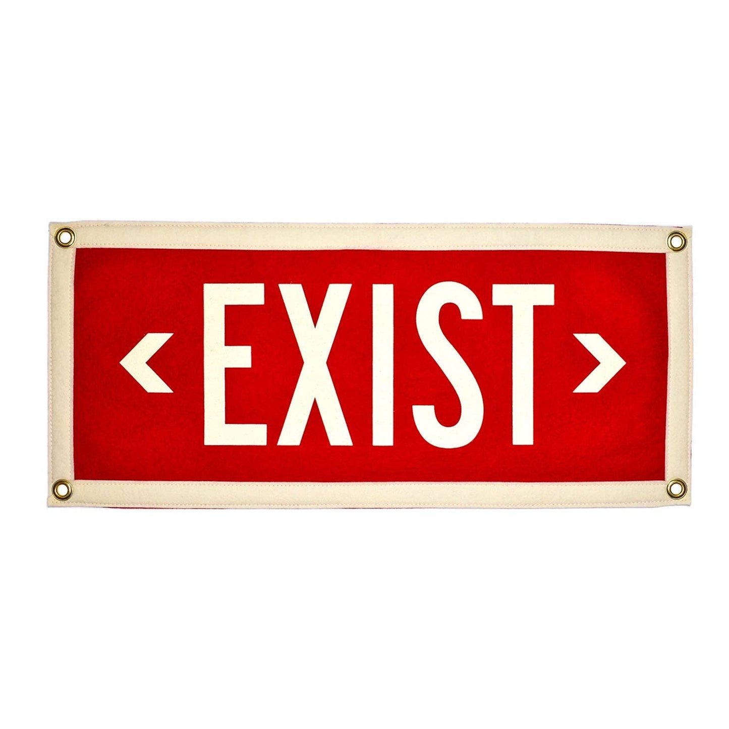 Red rectangle EXIST pennant with white border