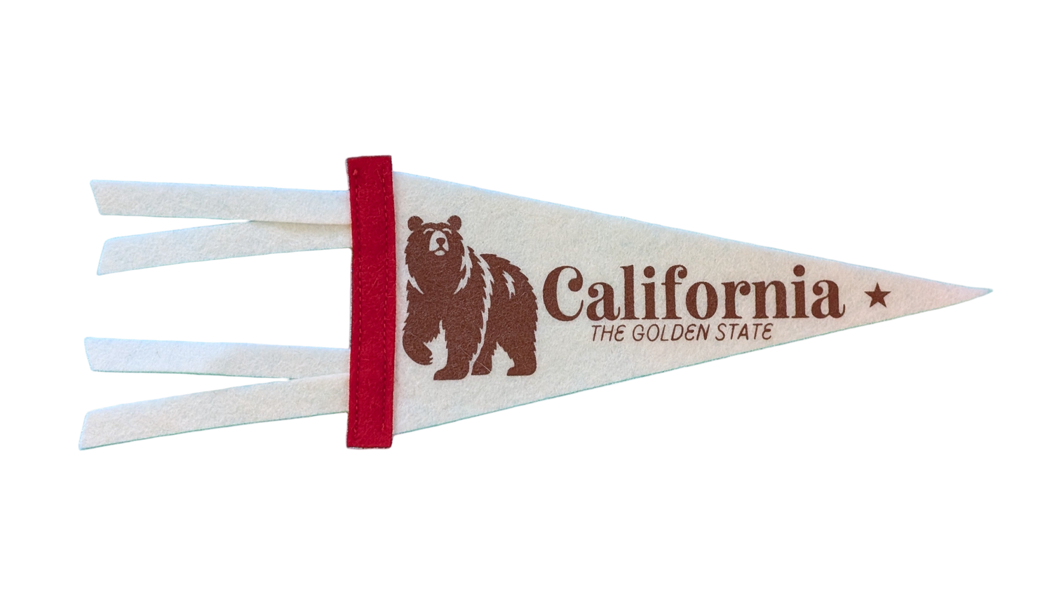 California, the Golden State souvenir pennant with brown bear on white felt