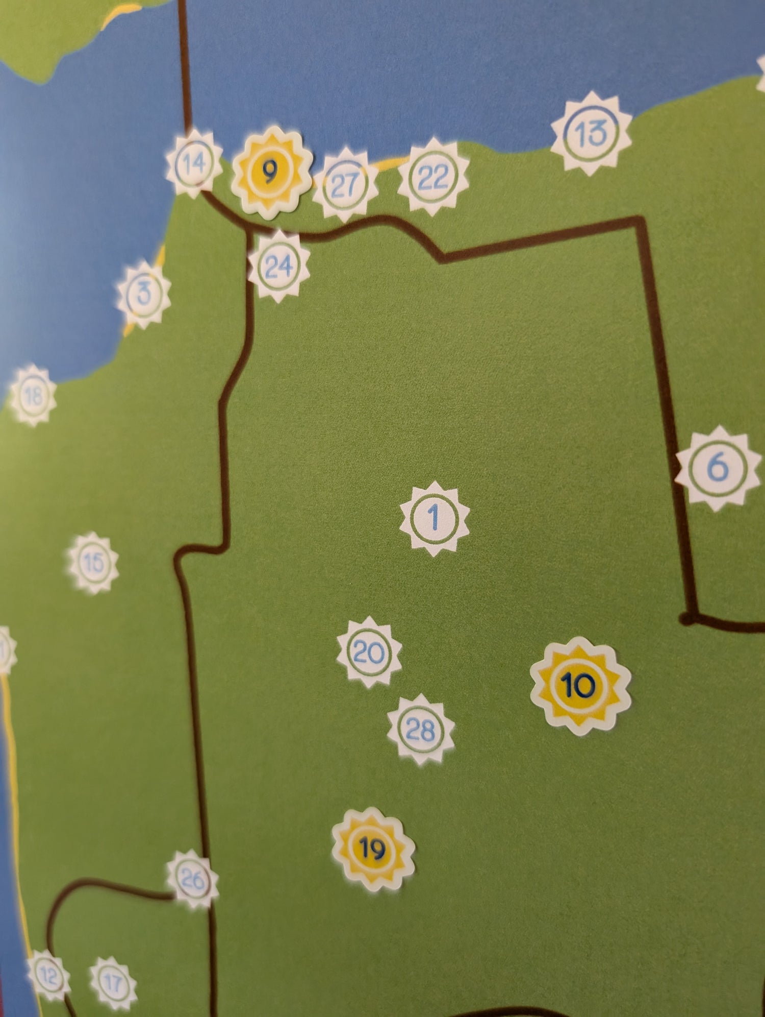 Close up on print with stickers