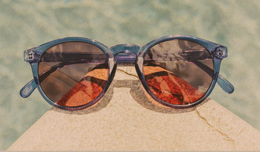 Dipsea Sapphire with rose lenses sunglasses by Sunski