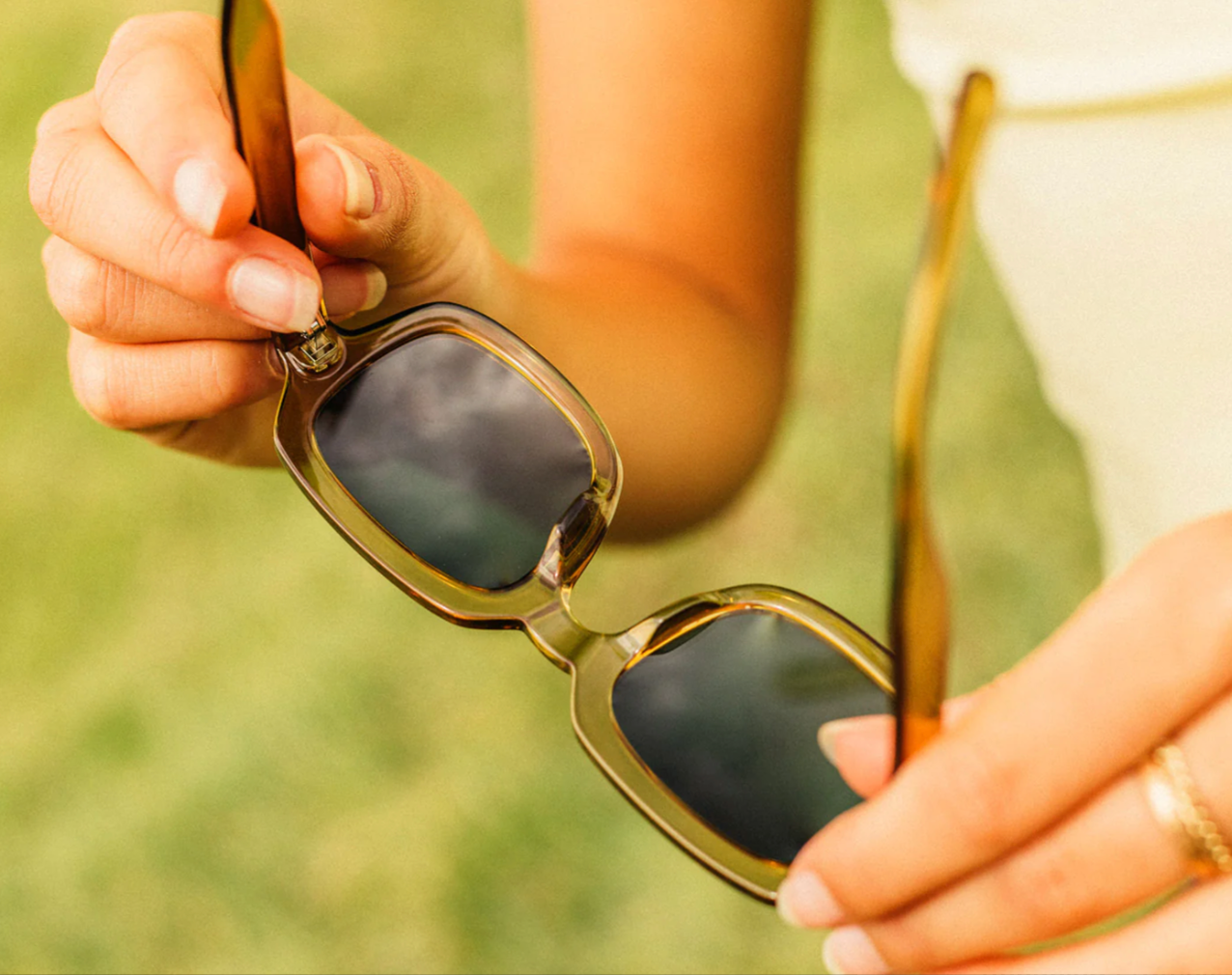 Looking down on the inside of Lago Sunglasses