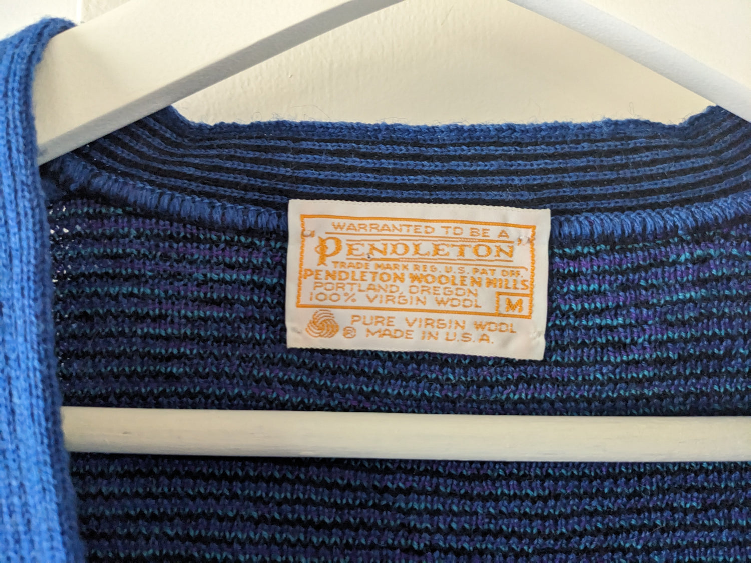 Pendleton Blue and purple diamonds retro vest tag