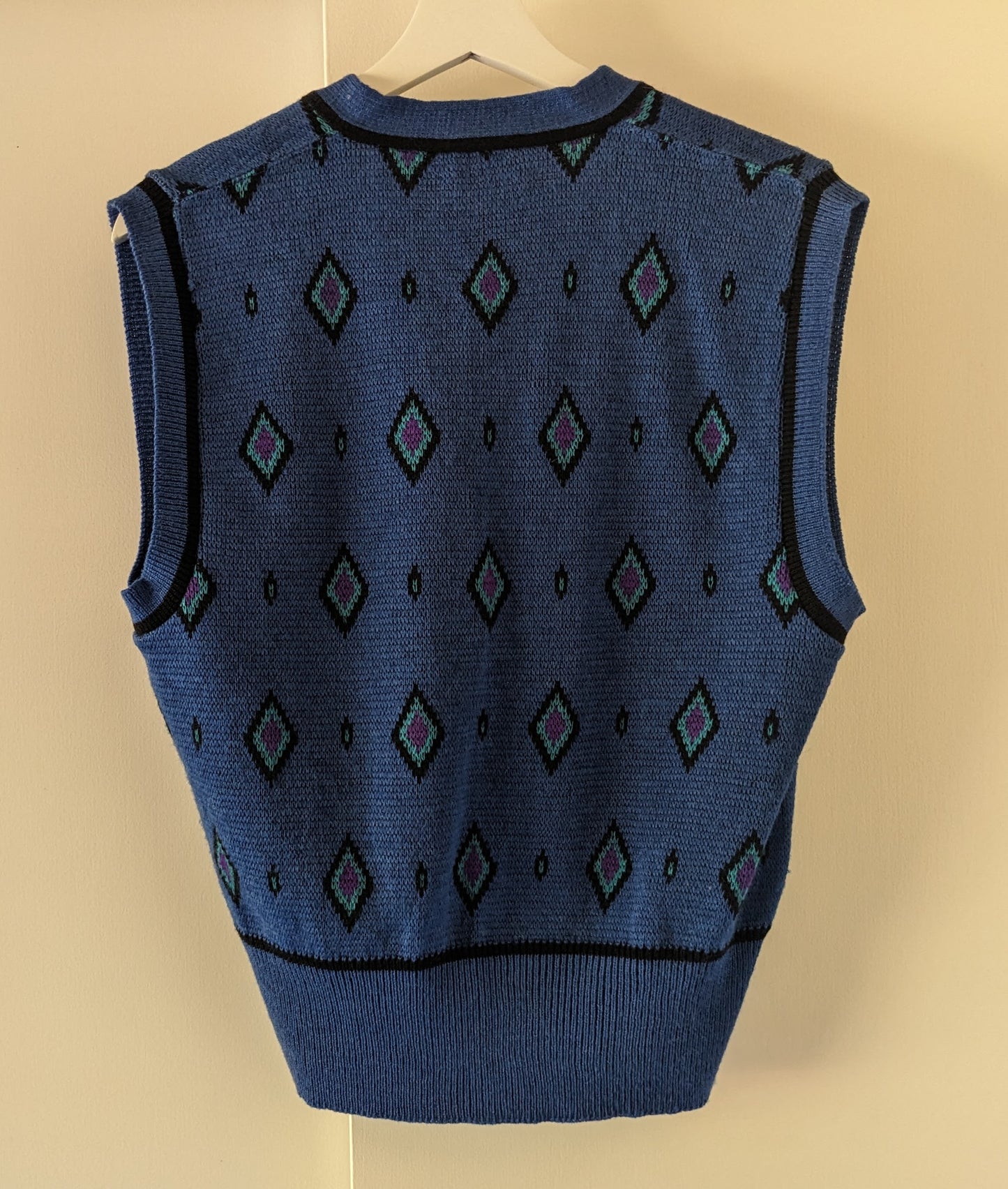 Pendleton Blue and purple diamonds retro vest back