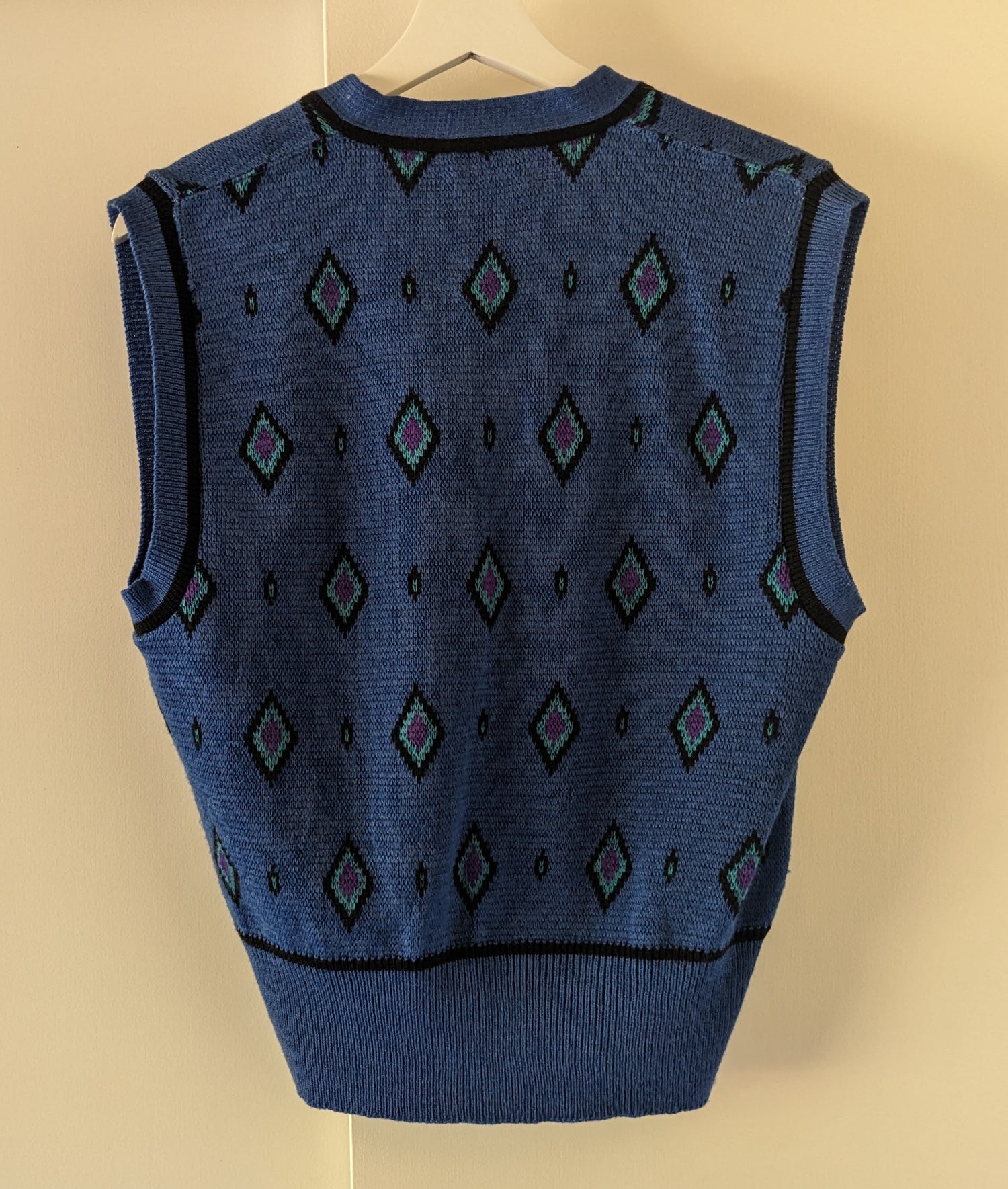 Pendleton Blue and purple diamonds retro vest back