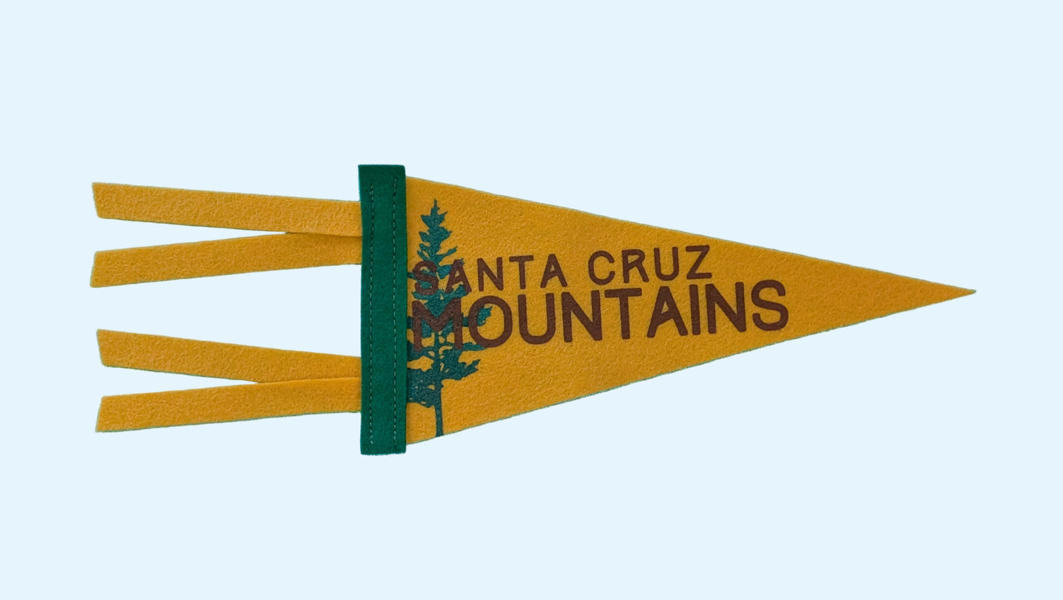 Santa Cruz Mountains Pennant on mustard yellow felt