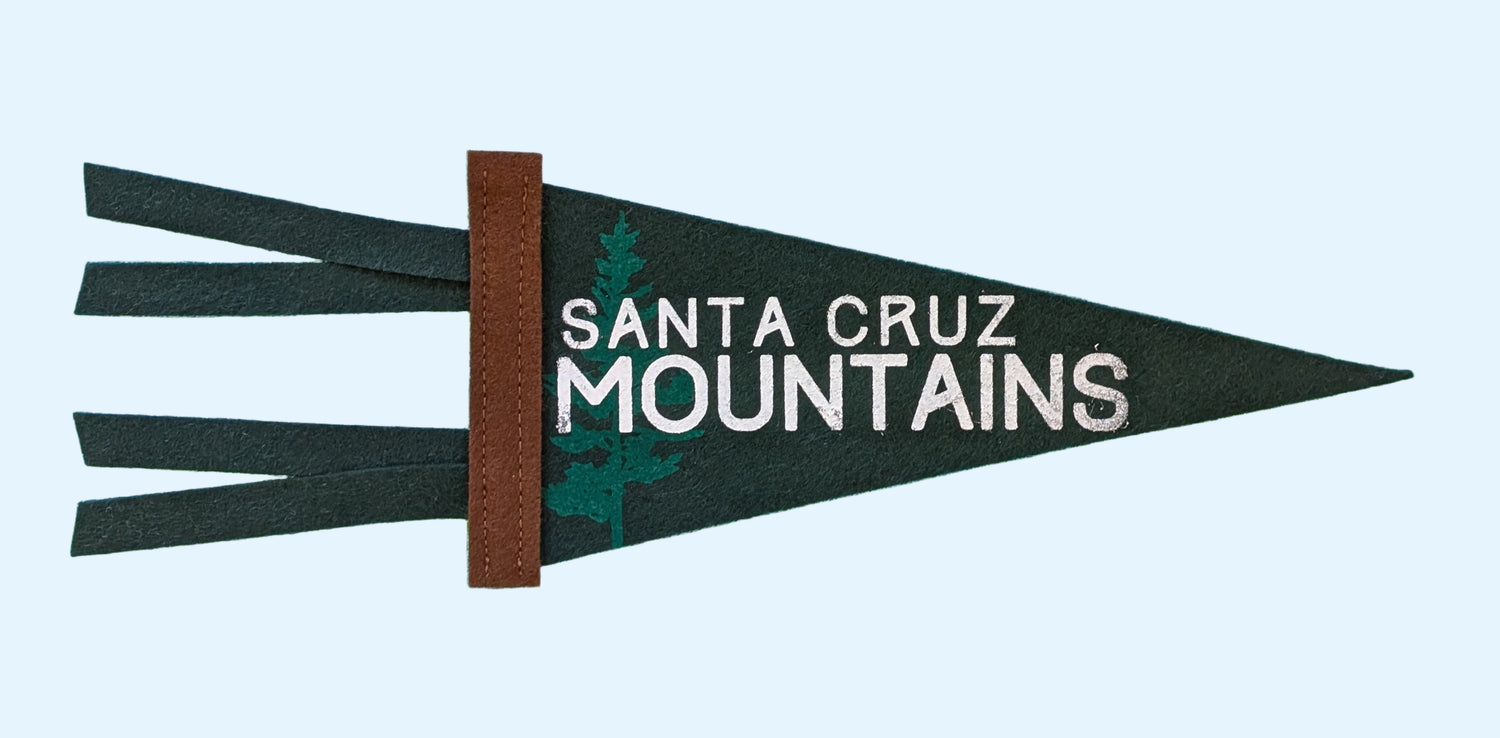Santa Cruz Mountains Pennant on dark deep green felt