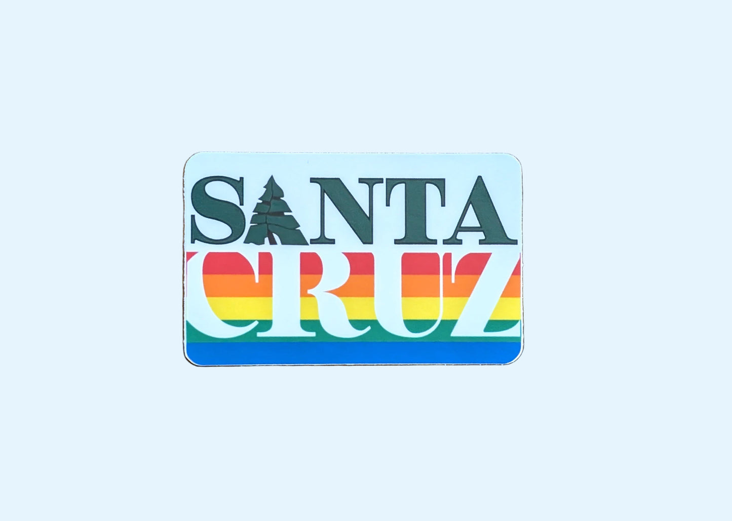 Santa Cruz County flag design sticker with wooden background