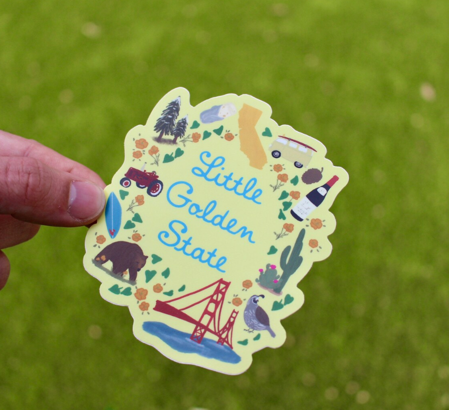 Little Golden State sticker representing highlights of California