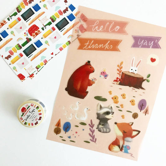 Forest animals washi sticker sheet, by Little Red House