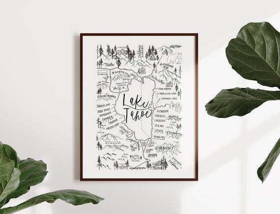 Lake Tahoe map print