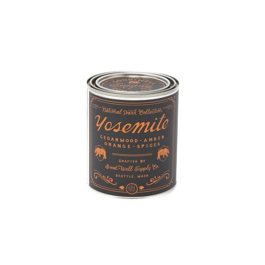 Yosemite candle in recycled tin by Good + Well Supply Co