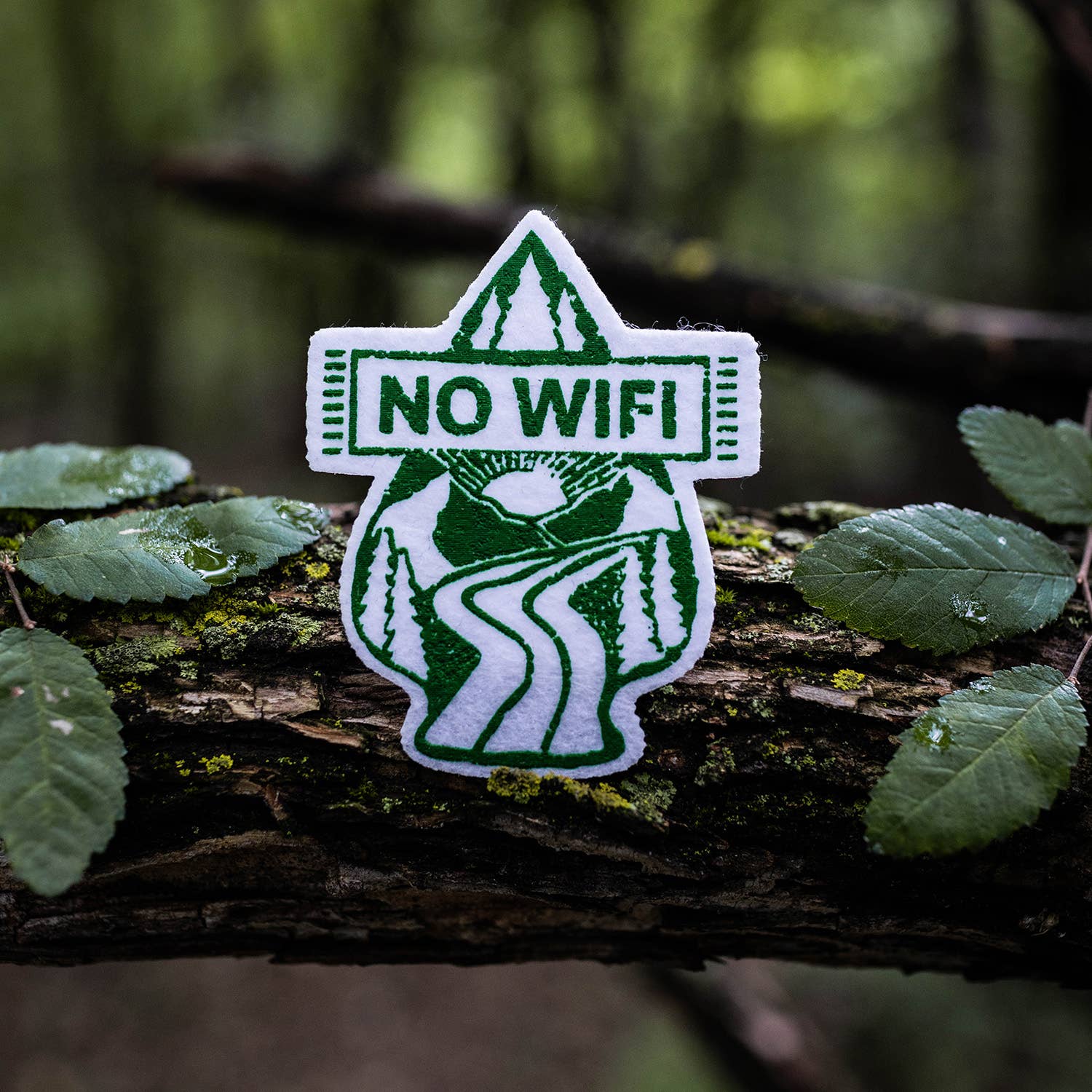No Wifi white and green felt patch by Atomic Child
