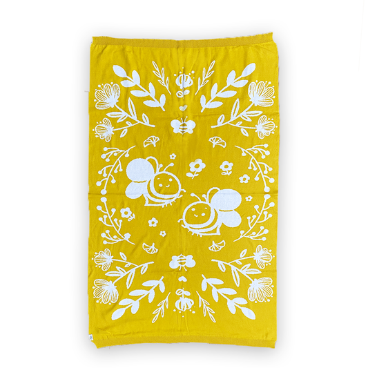 Yellow bumble bees knitted blanket by Little Red House
