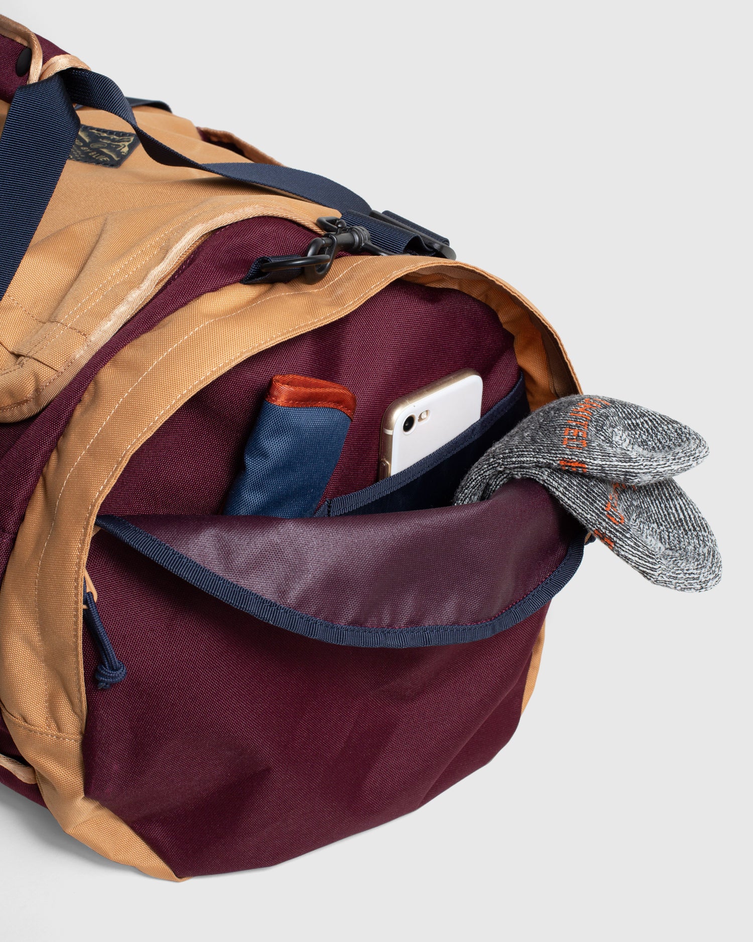 Inside pouch of duffle bag by United by Blue