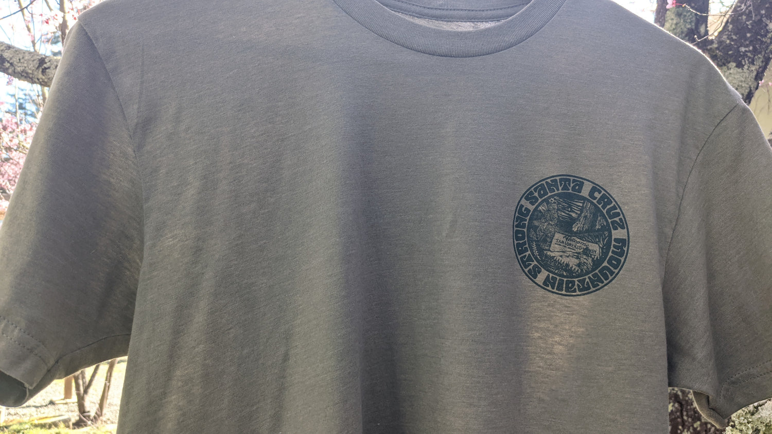 SCM Strong shirt in Army Green by Nicky Gatson, front of shirt design