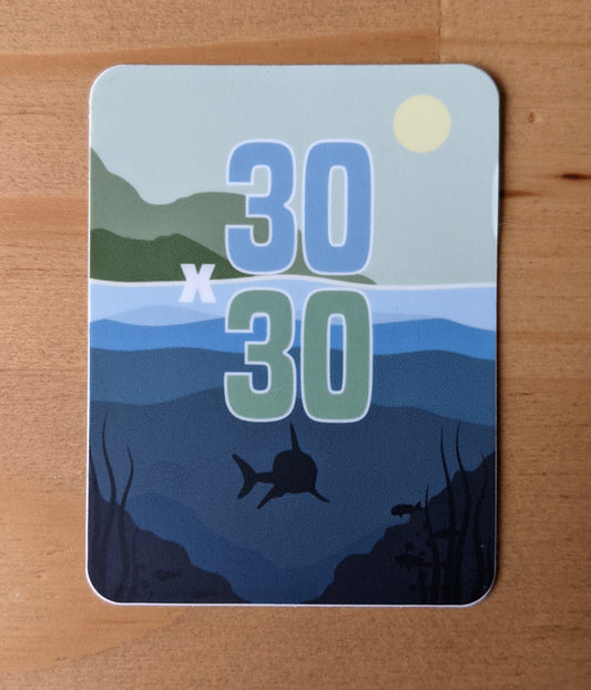Rectangle sticker with shark ocean and mountain 30x30 design, created by Jackie from Present