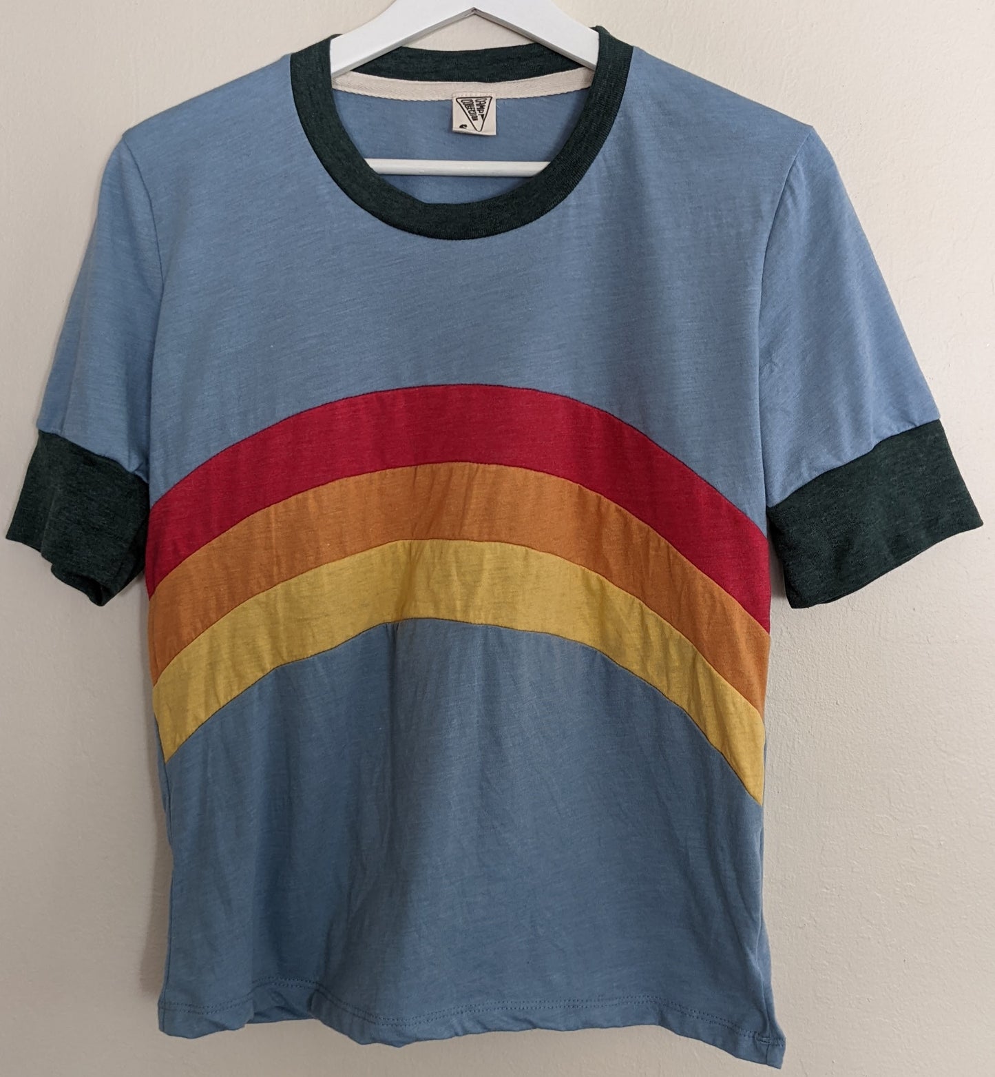 Blue and green shirt by Camp Collection with rainbow on front,  created by Jackie from Present