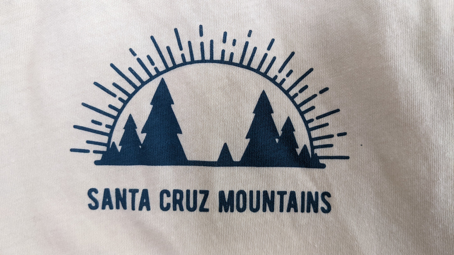 White kids shirt by Camp Collectio Santa Cruz Mountains Present logo mark design on front,  created by Jackie from Present