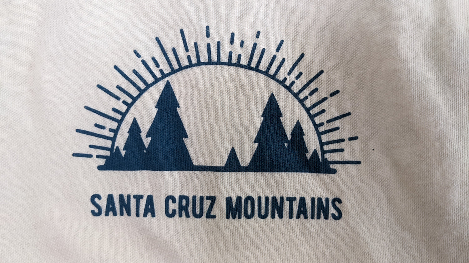 White kids shirt by Camp Collectio Santa Cruz Mountains Present logo mark design on front,  created by Jackie from Present