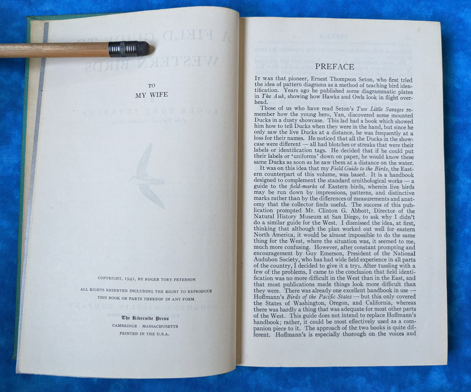 A Field Guide to Western Birds vintage book preface