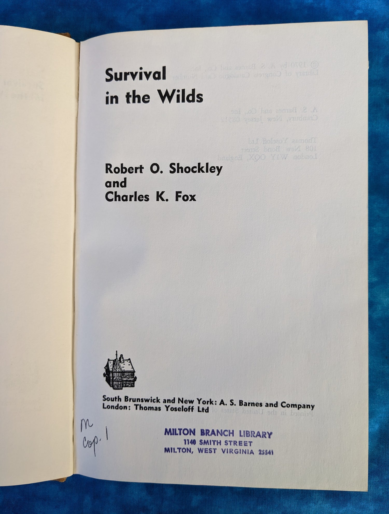 Survival in the Wilds vintage book title page