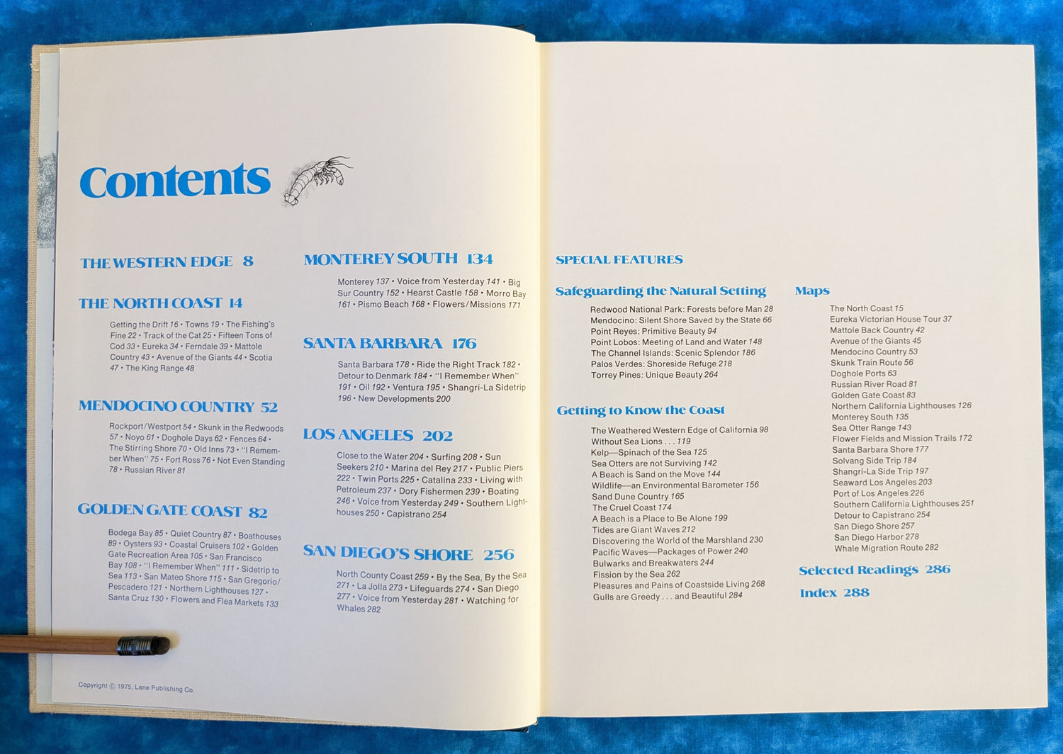 The California Coast (A Sunset Pictorial) vintage book content page