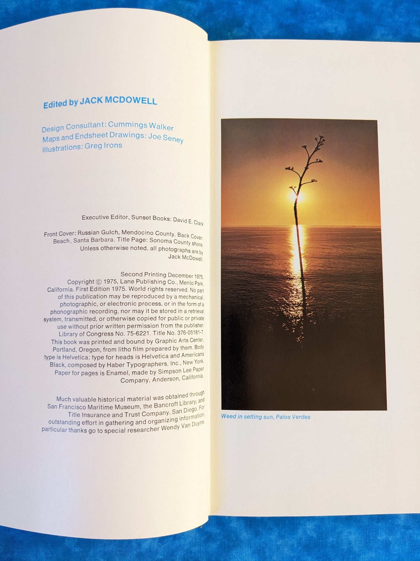 The California Coast (A Sunset Pictorial) vintage book publishing page