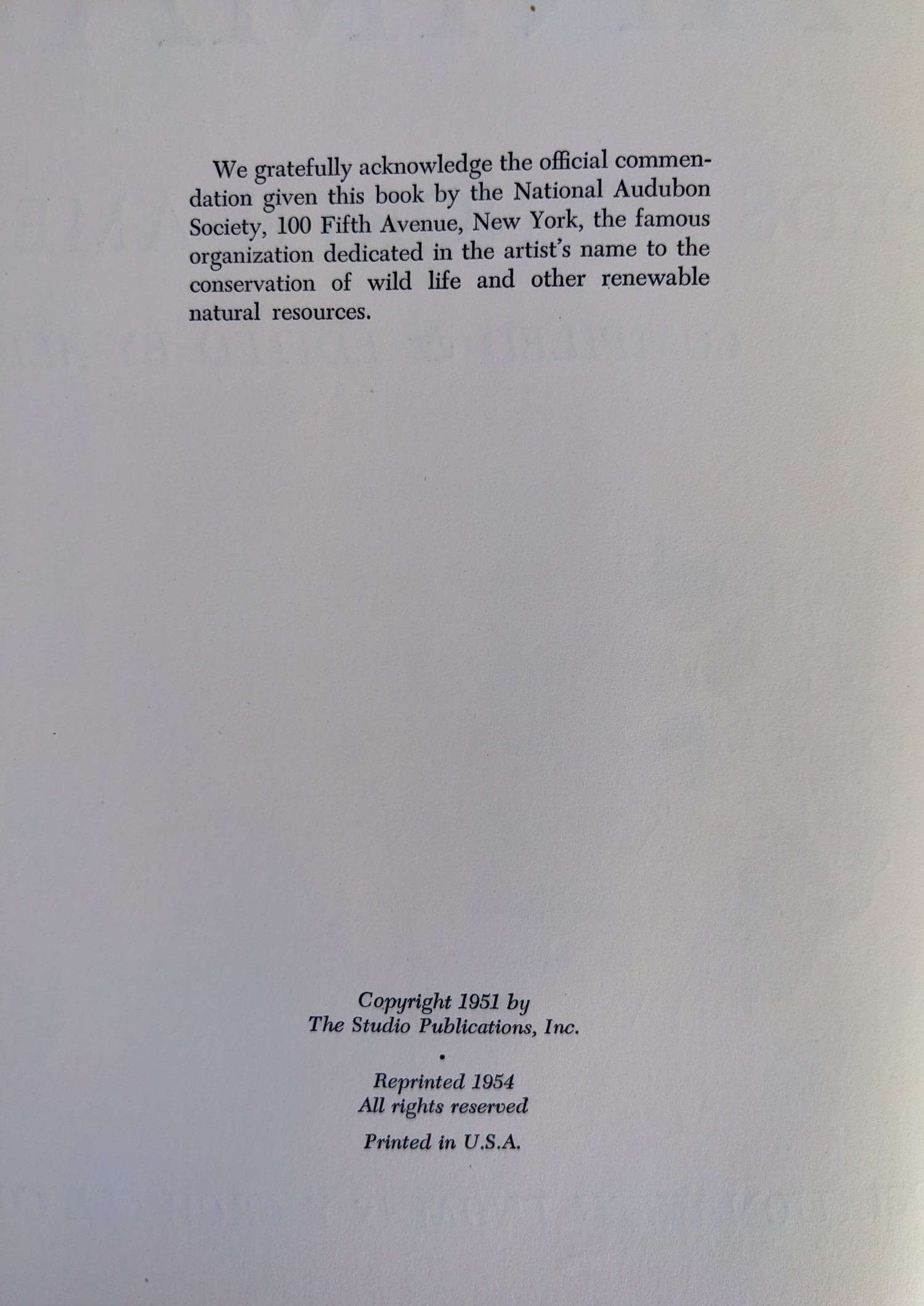 Audubon's Animals: The Quadrupeds of North America vintage book publisher page