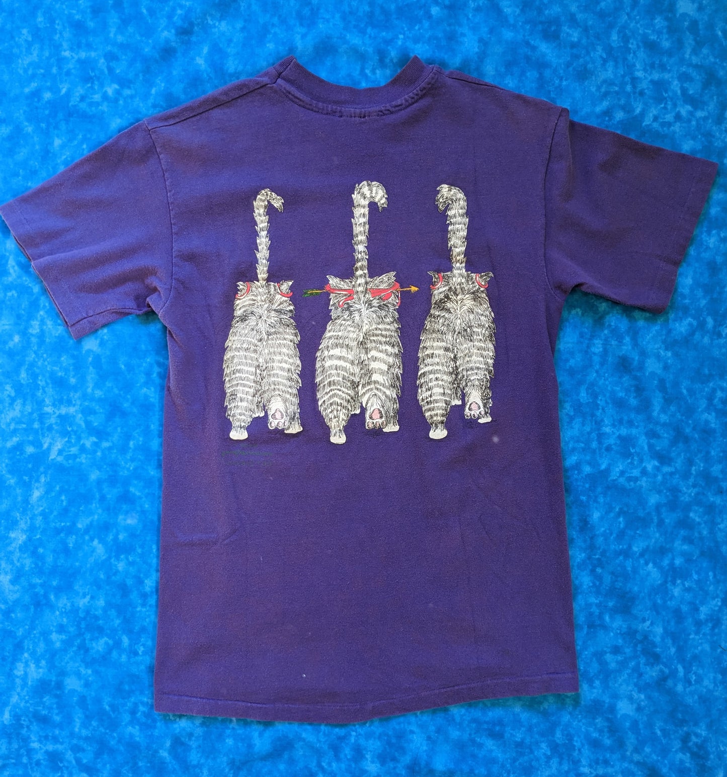 Purple Double Sided Goofy Cats Shirt back