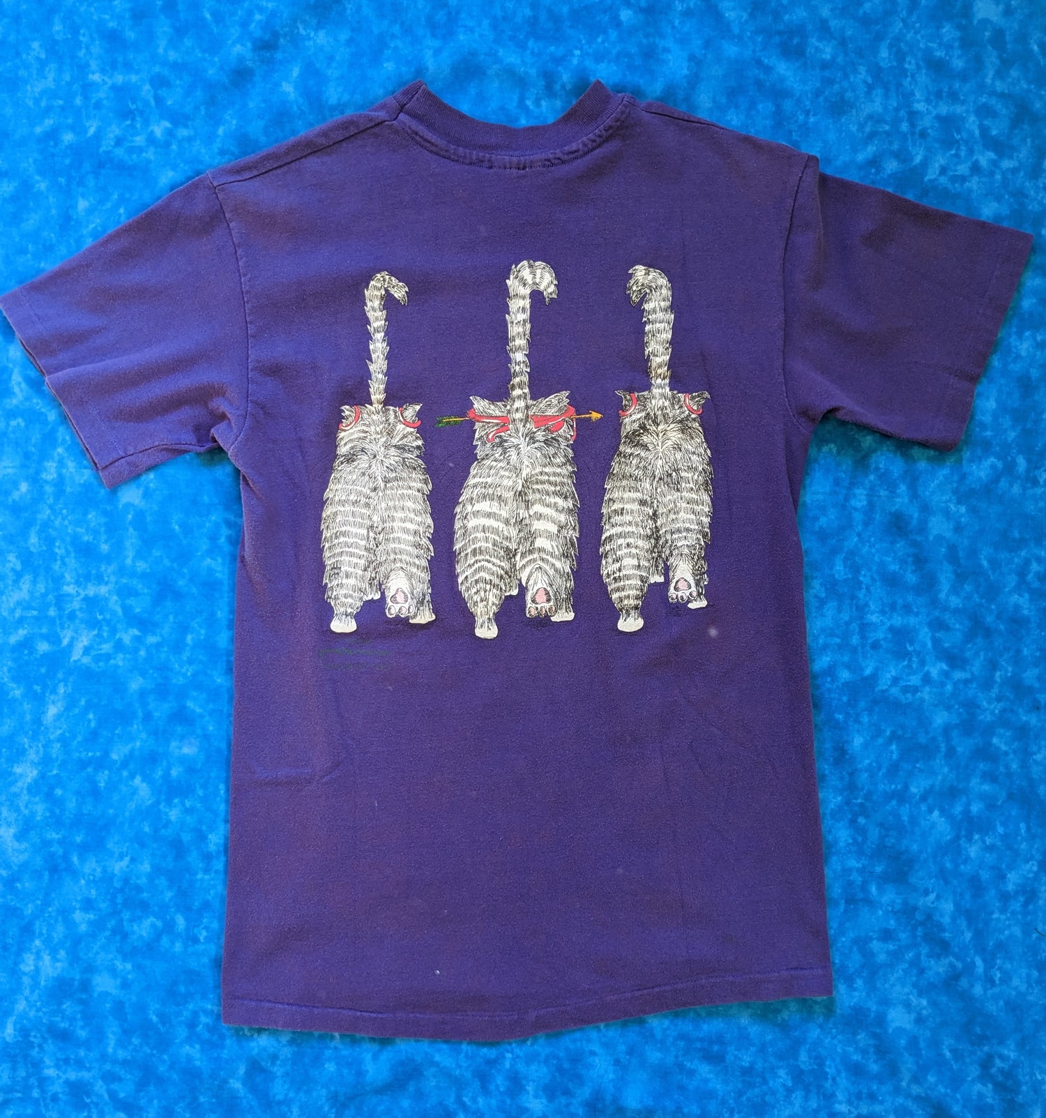 Purple Double Sided Goofy Cats Shirt back