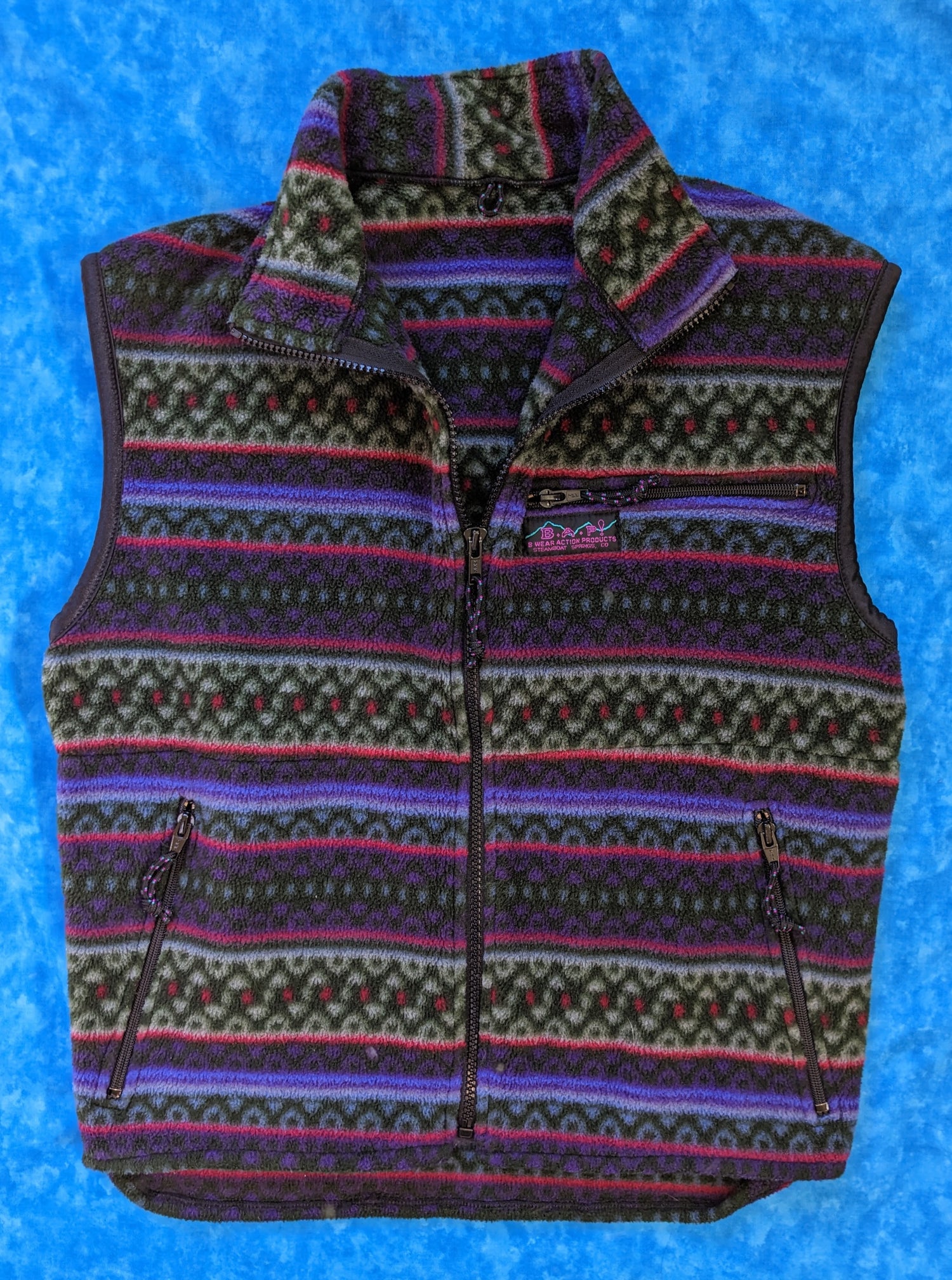 Retro Striped Fuzzy Vest by B.A.P. (B Wear Action Products)