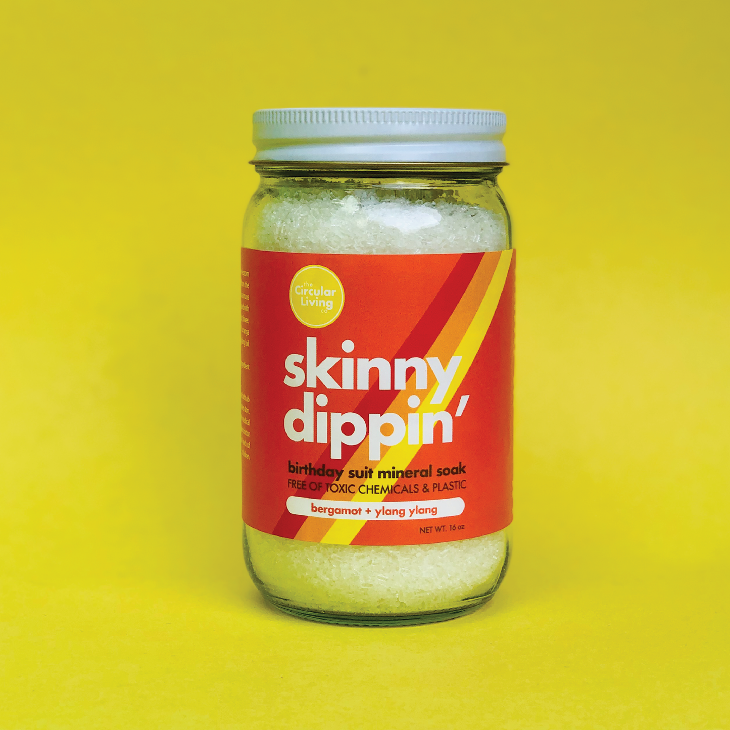 Skinny Dippin' birthday suit mineral soak in glass jar made by Circular Living