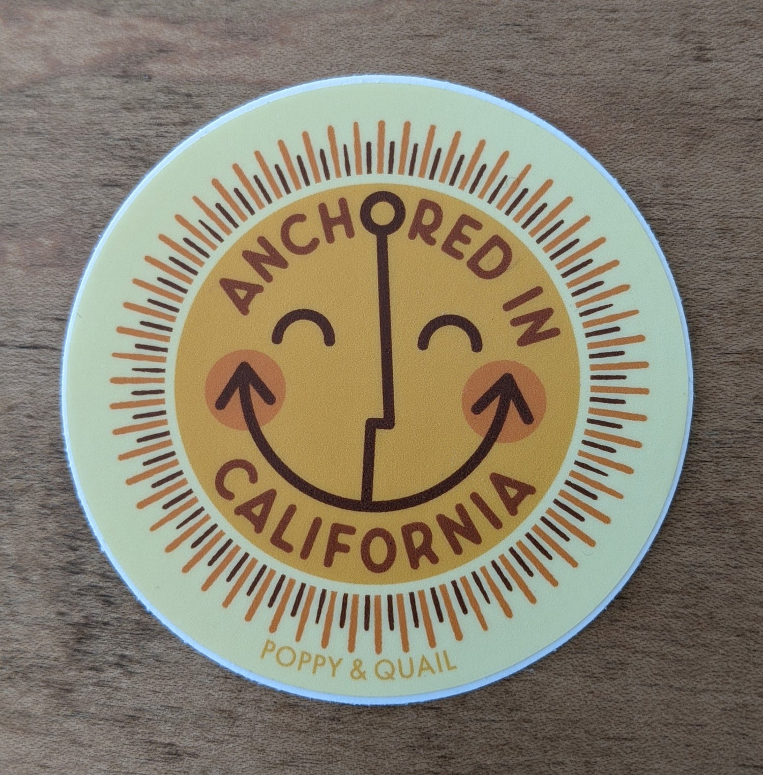Anchored in CA sunshine sticker
