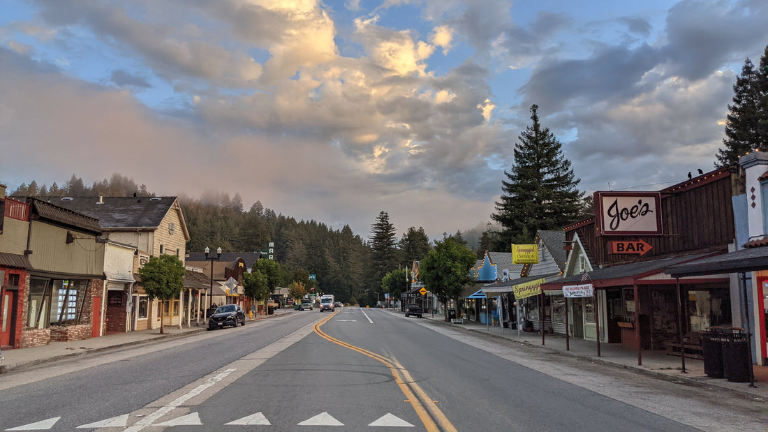 Downtown Boulder Creek, California in the Santa Cruz Mountains