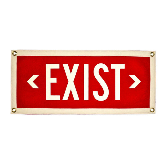 Red rectangle EXIST pennant with white border