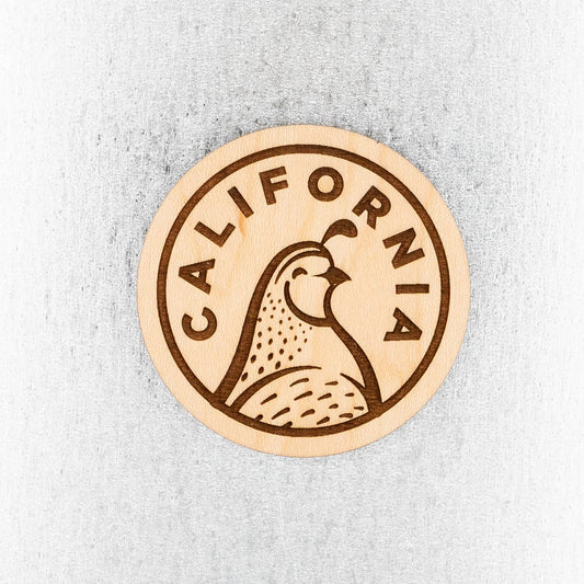 Round Wooden magnet with California quail