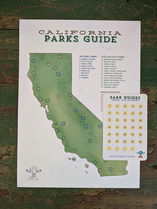 California Parks Guide Map with Travel Log Stickers