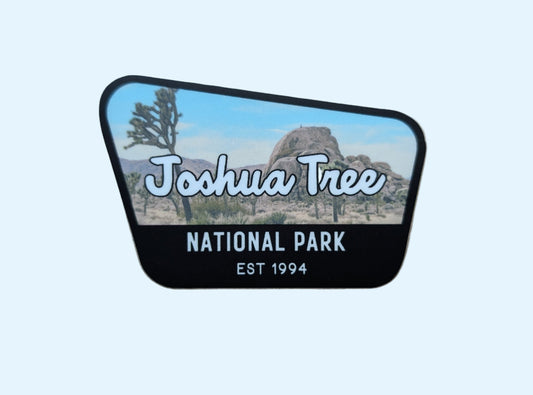 black bordered sticker represents Joshua Tree National Park with paper background