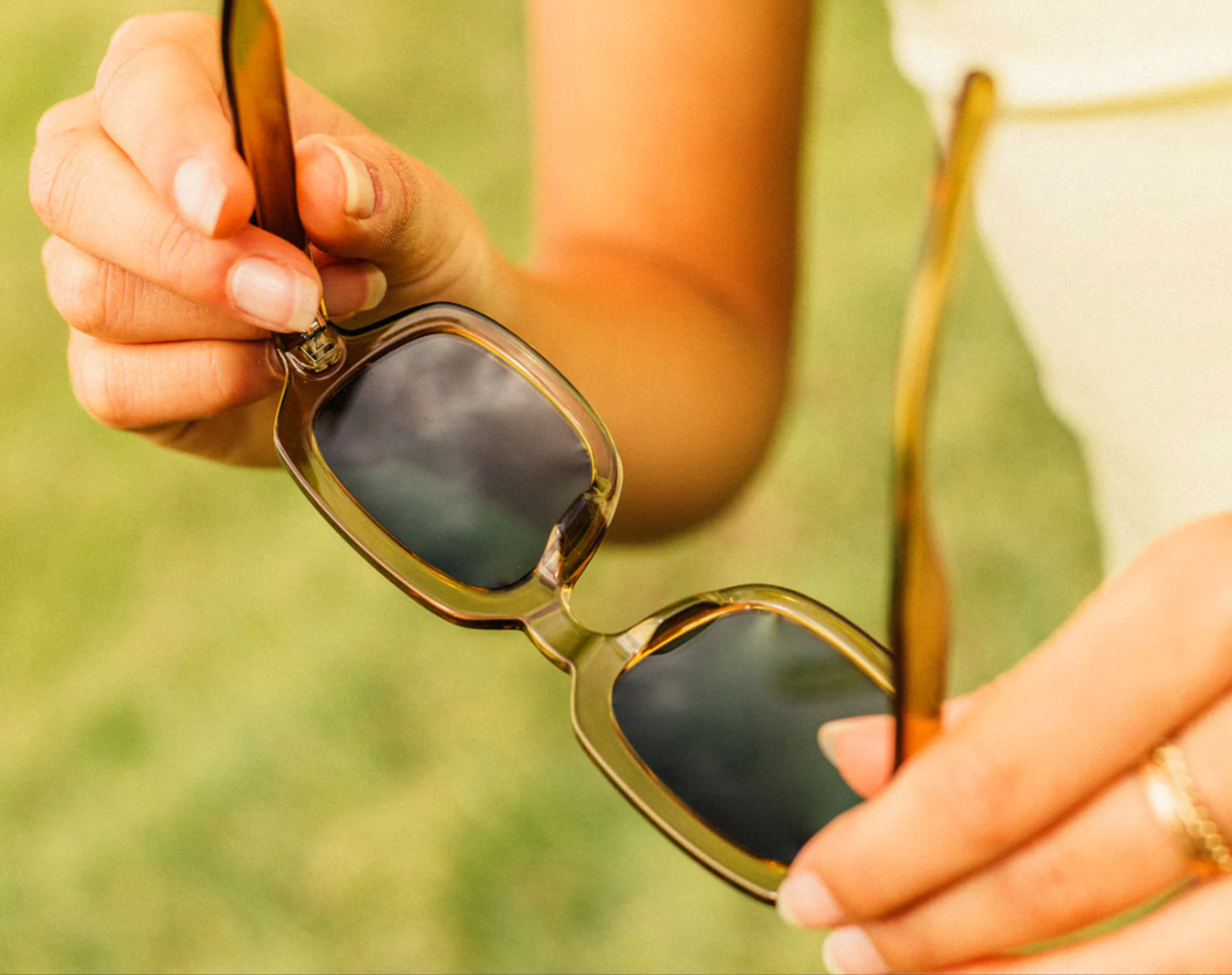 Looking down on the inside of Lago Sunglasses 