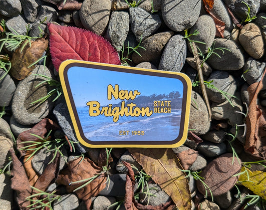 yellow + brown bordered sticker represents New Brighton State Beach