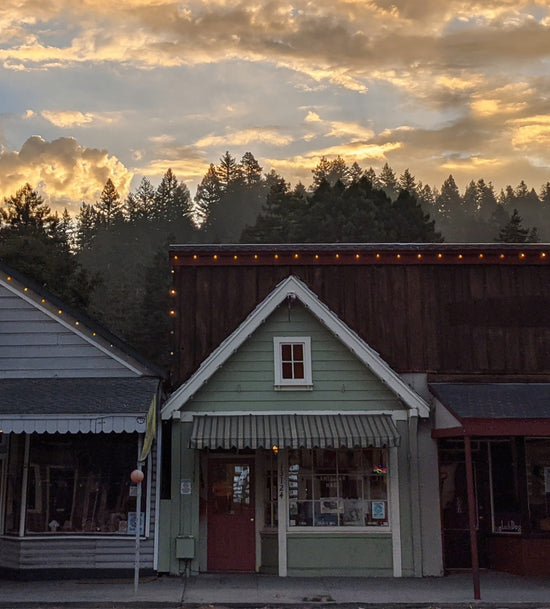 Storefront of Present: Adventure Gift Store in downtown Boulder Creek, California