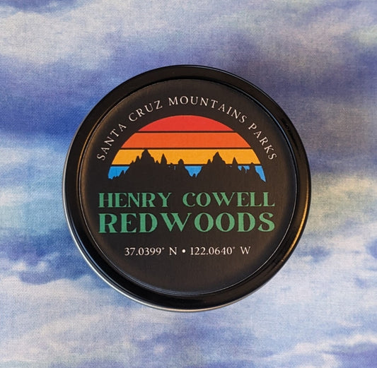 Henry Cowell Redwoods travel tin candle