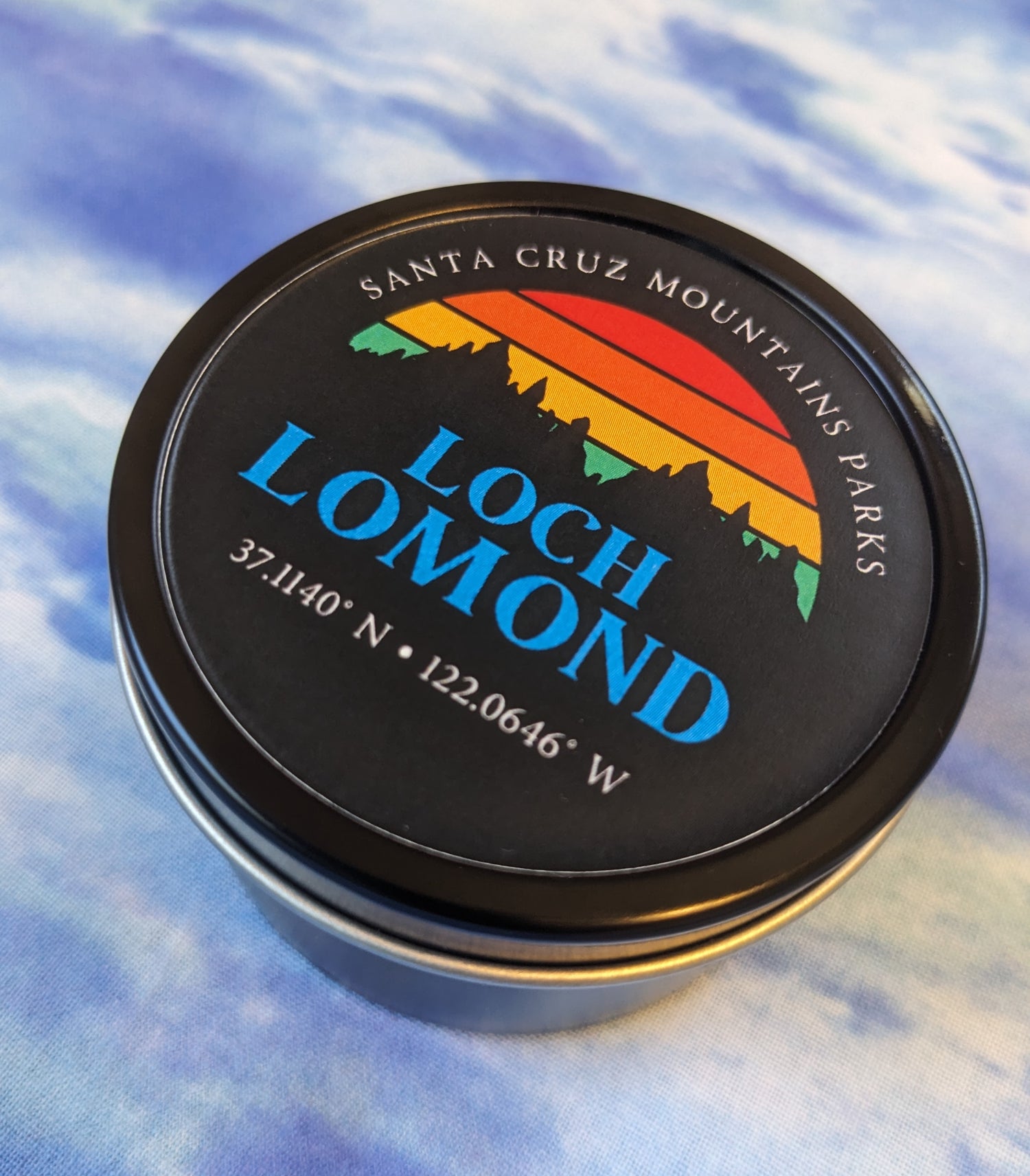 Loch Lomond travel tin candle side view