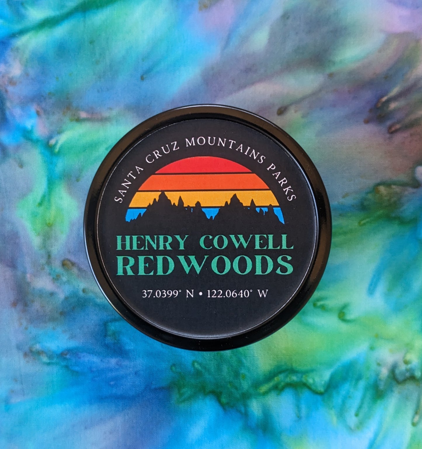 Henry Cowell Redwoods travel tin candle