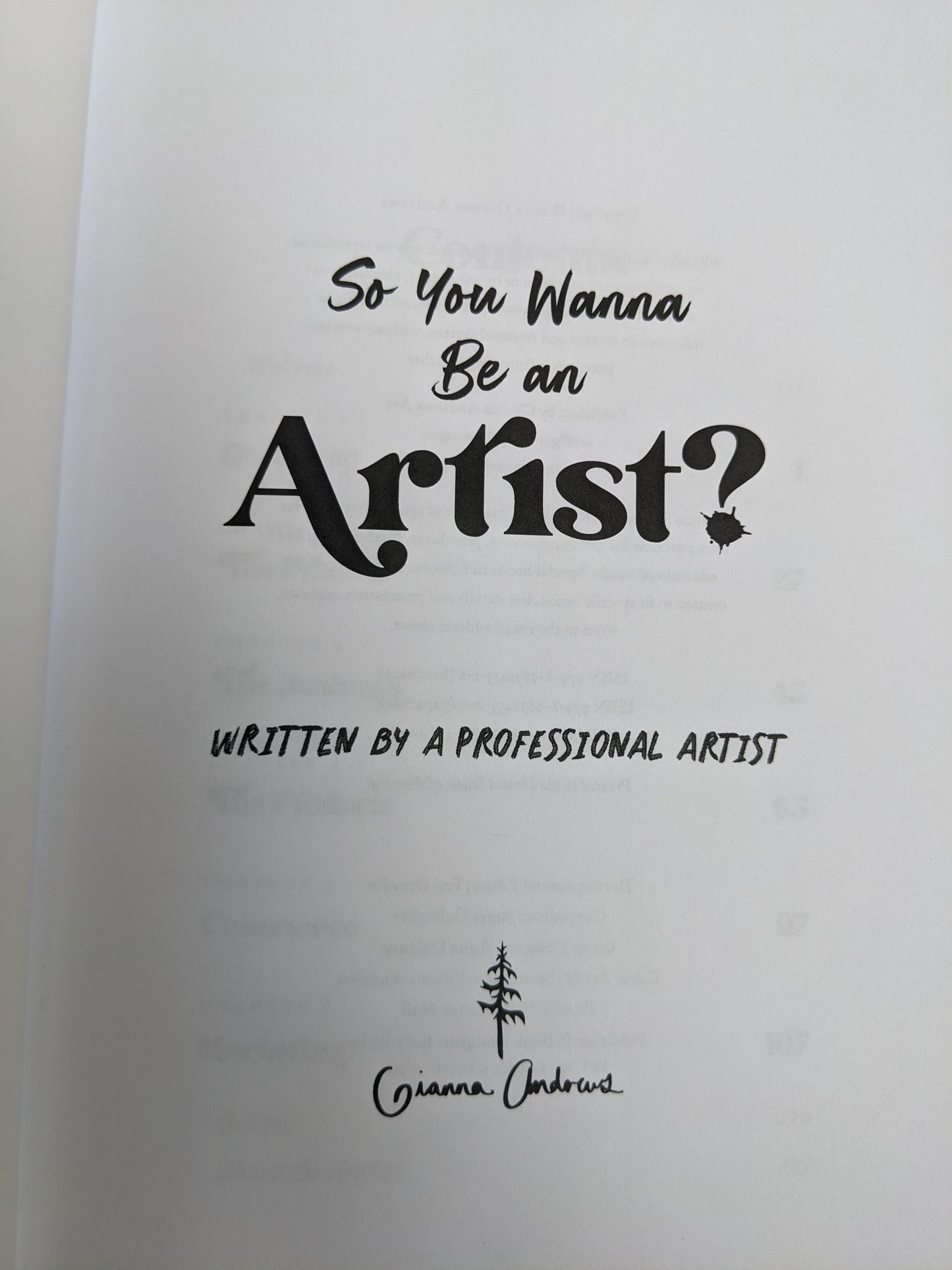 Title Page of Gianna Andrews' book "So You Want to Be An Artist"