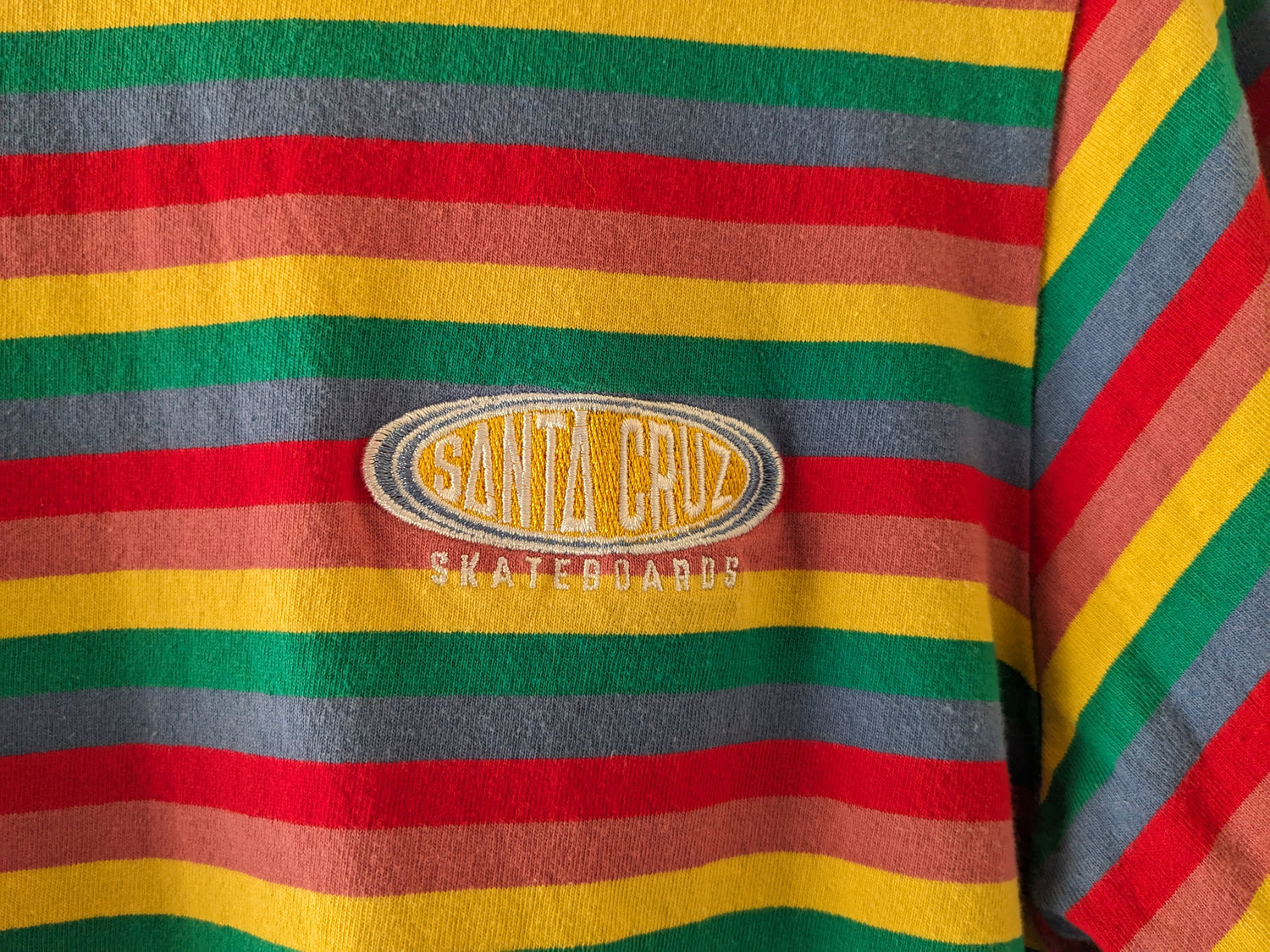 Santa Cruz Rainbow Stripes shirt embrodiery