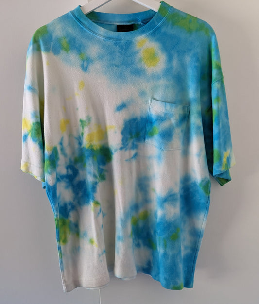 Blue and green unique tie dye soft Eddie Bauer shirt