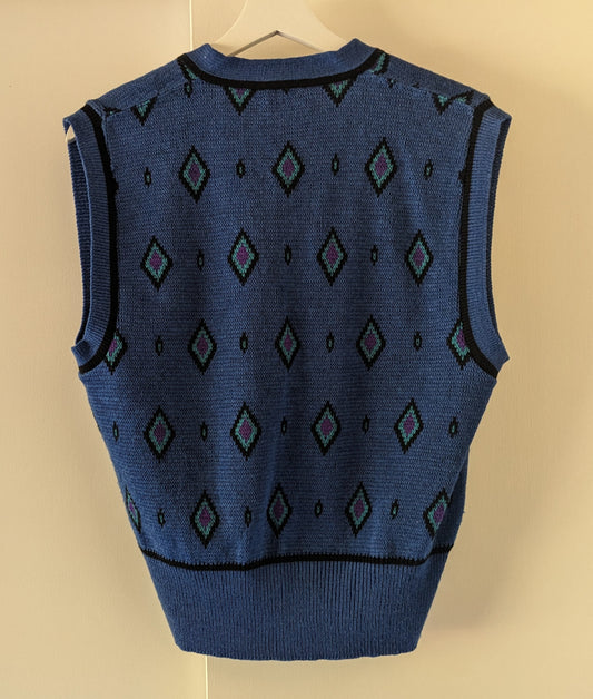 Pendleton Blue and purple diamonds retro vest back
