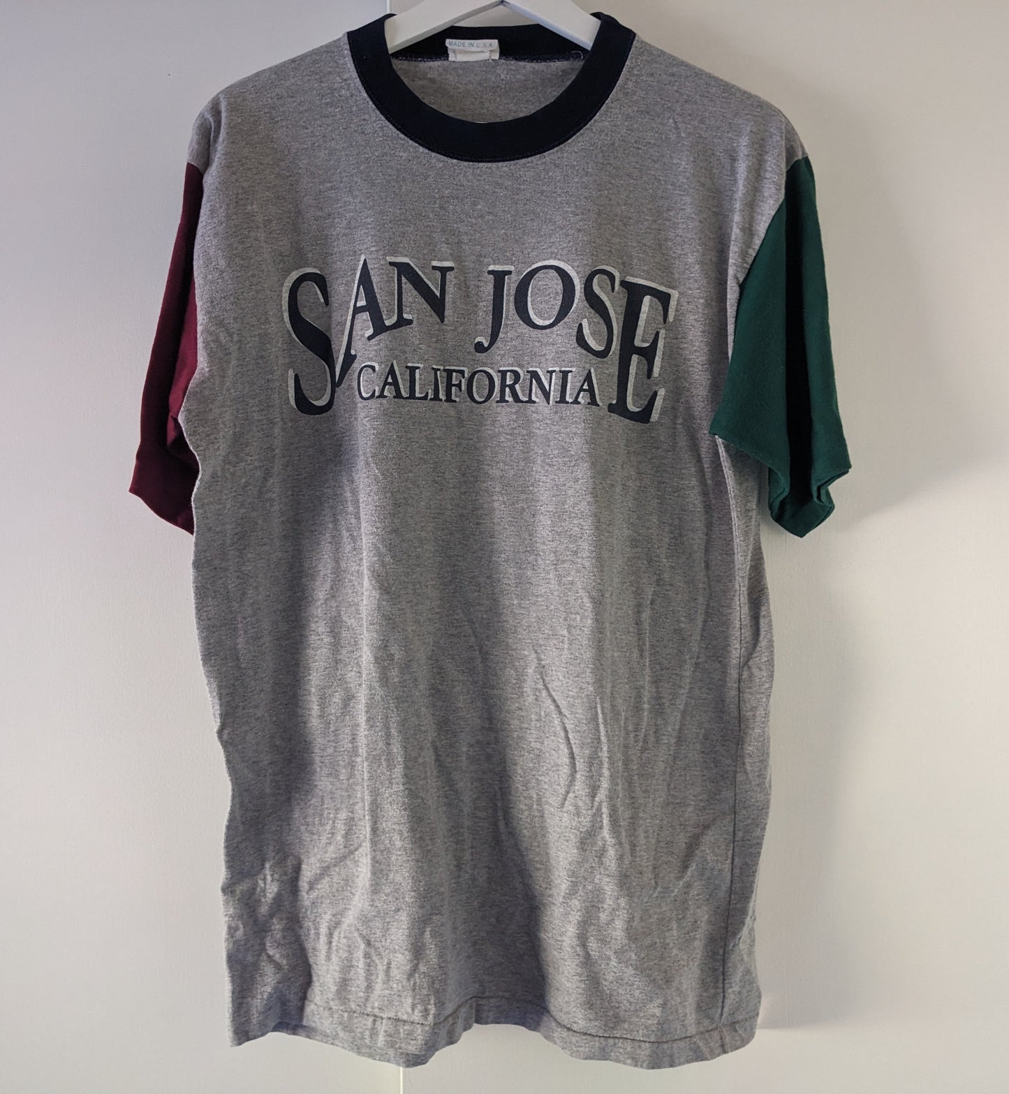 San Jose California Gray Vintage Shirt with Colorblock sleeves