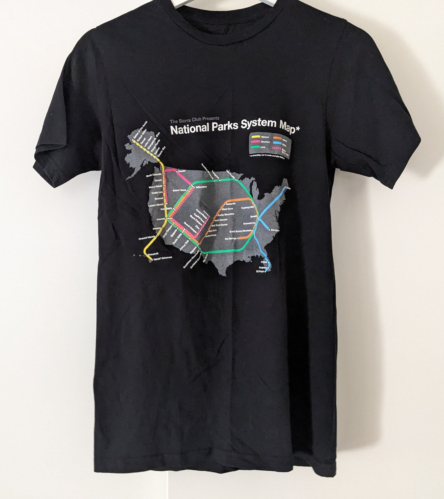 Sierra Club National Park System Map black shirt